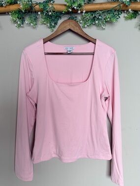Everyday Square-Neck Long Sleeve Tee in Soft Pink